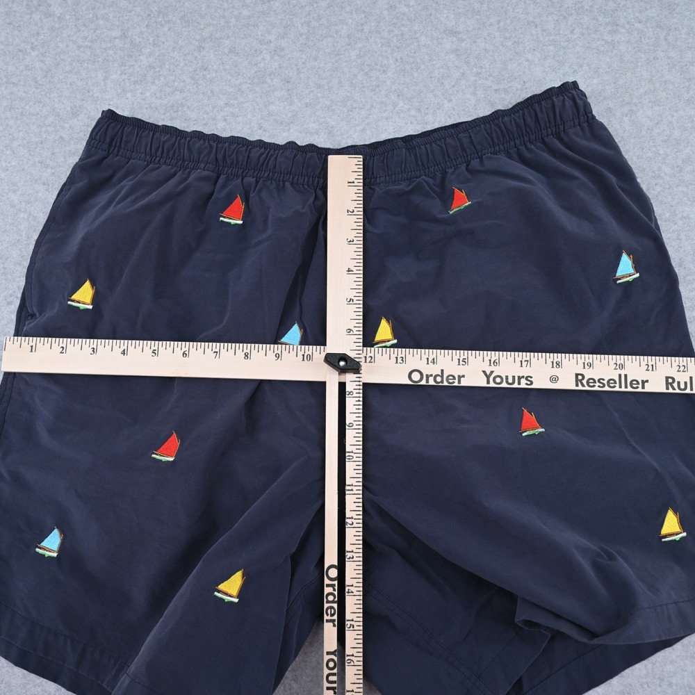Castaway Nantucket Island Mens Navy Blue Sailboat Embroidered Swim Trunks Medium - Picture 13 of 16